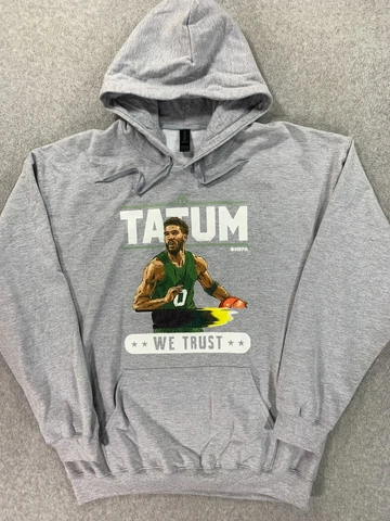 Boston Celtics Jayson Tatum In Tatum We Trust Hoodie Sweatshirt (Men's XL) Gray Cover