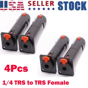 4x Black Solderless 1/4 TRS to TRS Female Locking Jacks Plug For D Pedalboard US - Picture 1 of 11