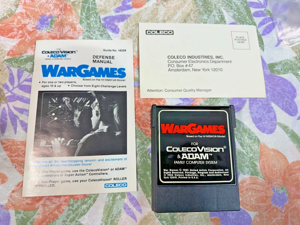 Vintage WARGAMES 1983 ColecoVision & Adam Game Cartridge & Manual - Image 1 of 1