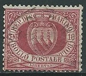 1894-99 SAN MARINO USATO STEMMA 10 CENT - M17-2 - Picture 1 of 1