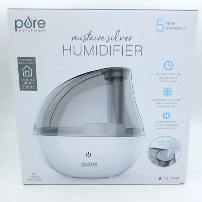 Humidificador ultrasónico de niebla fría Pure Enrichment MistAir plateado tanque de 1,5 L Foto 1 de 4