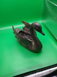 Cast Iron Heavy Swan Vase Very Rare Great Finished Art Details In Metal. - Picture 1 of 10