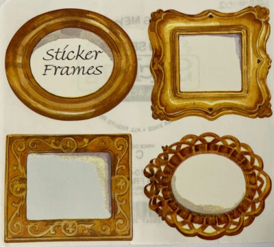 ЗОЛОТЫЕ РАМКИ наклейки (4 шт.) 5 дюймов x 4,5 дюйма Фрэнсис Мейер • дерево как • овальный • квадратный • изготовление открыток - Изображение 1 из 4
