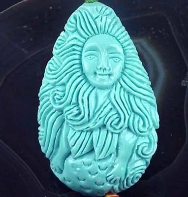 45x30mm Mermaid Blue Resin Turquoise Pendant Bead - Image 1 of 3