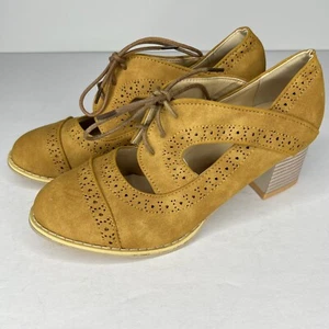 Retro SuedeLook Breathable  Lace-Up Pointed Toe Pumps Womens Size 8  EU39 Shoes - Picture 1 of 9