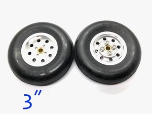 1Pair (2PCS) 3" CNC Aluminum Hub & Rubber Wheel for RC Airplanes  (US SELL/SHIP) - Picture 1 of 3