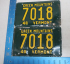 Paire d'étiquettes plaque d'immatriculation Vermont 1948 48 7018