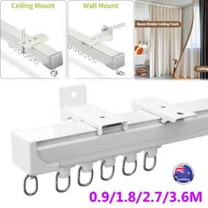 Aluminium Profile Curtain Rail Track Set Blind Wall Ceiling Mount Bracket Glider - Picture 1 of 9