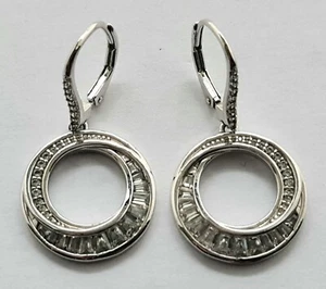 Danbury Mint Rhodiniert & CZ Kristall Ohrringe Ohrhänger Ohrhänger - Bild 1 von 8