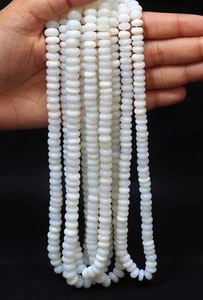 Natural White opal smooth rondelle shape beads 15", 6mm-9mm, Unique White Opal g - Picture 1 of 8