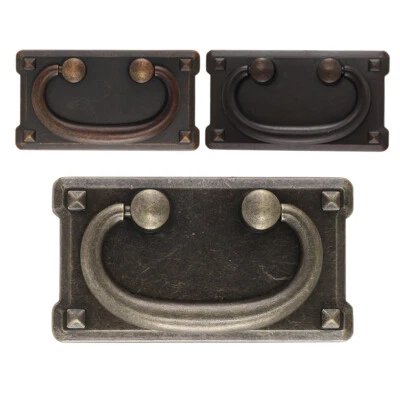 4 PCS Vintage Bronze Drawer Ring Pull Handles Shabby Chic Drop Ring Pull Handles - Image 1 of 4