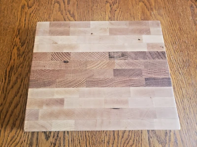 Hand Made Hard Maple & Red Oak End Grain Cutting Block 9.5" X 11.5" X 1.75" New - Image 1 of 3