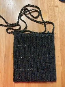 ERMO Purse Vintage Crossbody Beaded Bag/Strap Zip Close Dark Teal Green EUC - Picture 1 of 5