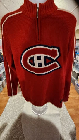 Montreal Canadiens NHL 1/4 Zipper pullover Sweater Men's large Cover