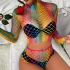 Womens Sexy Fishnet Dress Bodysuit Thong Set Hollow Out See-Through Lingerie