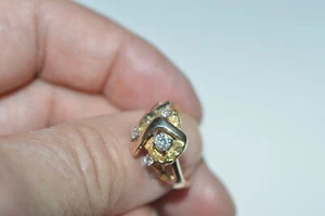 Anillo en pepita natural de oro/diamante/22KT de colección para damas (talla 6,5) 5,13 gr - Imagen 1 de 10