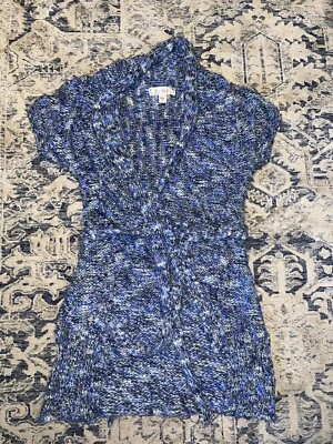 Suéter Cinturón Decree Manga Corta Envolvente Azul Mármol Púrpura Plata Negro M Foto 1 de 4