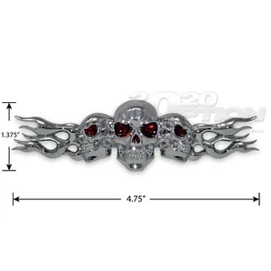 5-INCH 3D FLAMING SKULLS STICK-ON ADHESIVE EMBLEM STICKER FOR HONDA - Picture 1 of 3