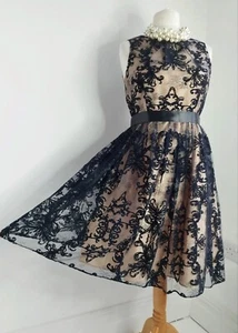 ELIZA J Dress Black Lace Fit & Flare Occasion Party Evening Cruise Sz UK 12 NEW - Picture 1 of 20