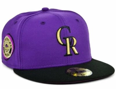 COLORADO ROCKIES MLB 1993 INAUGURAL SEASON NEW ERA FITTED PURP/BLK LOGO HAT NWT - Image 1 of 4