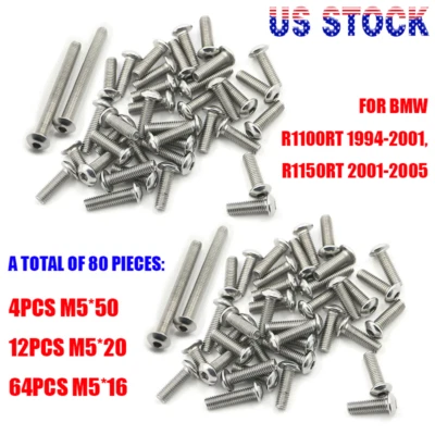 For BMW R1100RT 1994-01 Stainless Steel Fairing Bolt Screws Kit R1150RT 2001-05 - Image 1 of 4