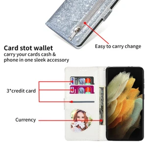 For Google Pixel 8A 8Pro 7A 6A 6 Bling Glitter PU Leather Card Holder Case Cover - Picture 1 of 24