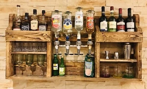 Paletten Weinregal,XXL Rustikale Wandbar 3in1,Cocktail-,Whiskybar,Schnapsbar - Bild 1 von 6