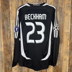 Camiseta de fútbol visitante Real Madrid 2006-07 manga larga BECKHAM #23 Adidas para hombre M’s - Imagen 1 de 11
