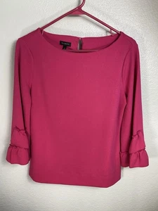 Talbots Pink Top Sz Small 3/4 Sleeves With Ruffles Keyhole Neck - Bild 1 von 4
