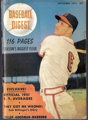 1951 年 9 月棒球文摘 - 斯坦音乐封面 — 第 1/3 张图片