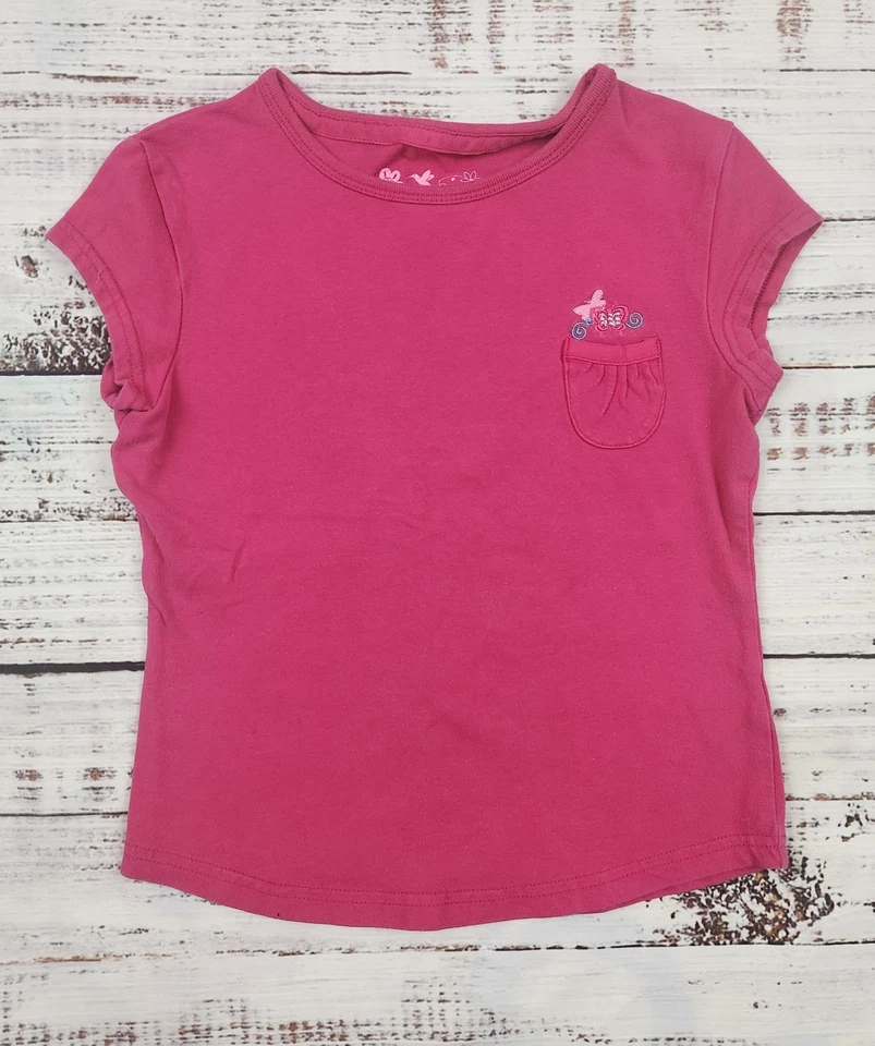 Y2K Arizona Jean Co. Camiseta de bolsillo bordada mariposa rosa para niñas - talla 7/8 Foto 1 de 3