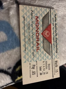 Vintage Original1964-65  WORLDS'S FAIR ticket -- MONORAIL bonus ticket - Bild 1 von 2