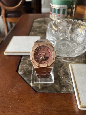 Reloj de regalo Casio G-Shock GMA-S2100-4A2ER correa de metal oro rosa modificado personalizado Foto 1 de 3