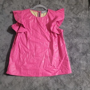 Rosa Pleather Bluse Top KURZ MARKE Damen Large kurz ärmellos Top - Bild 1 von 11
