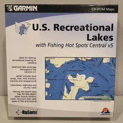 Garmin US Recreational Lakes CD Fishing Hot Spots Boating 010-10538-00 v5 NEW - Image 1 of 3