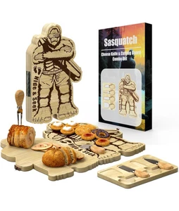 Sasquatch Schneidebrett mit Messer Set Bigfoot 12,6"x 7" Bambus Wurstwaren Brett - Bild 1 von 8