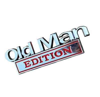 Car Badge Decal Sticker Emblem 3D Old Man Edition Metal Chrome/Red Styling - Image 1 of 4