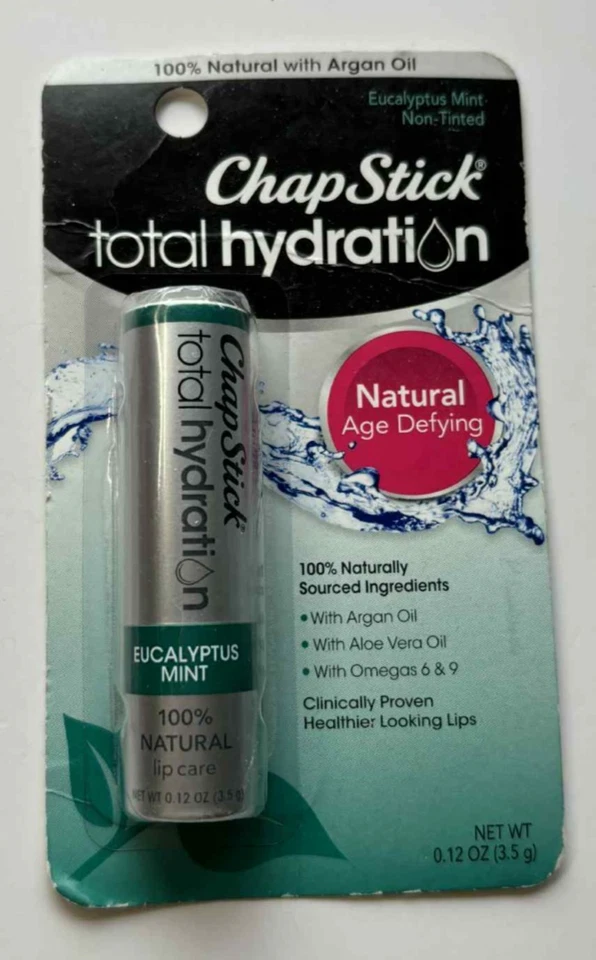 3x Eucalyptus MINT Total Hydration ChapStick 100 Natural