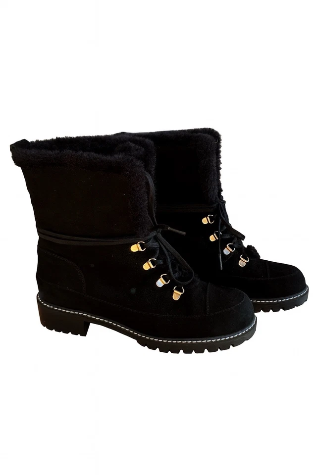 Botas de inverno Stuart Weitzman forradas de pele de camurça preta – Tamanho 8 M - Imagem 1 de 4