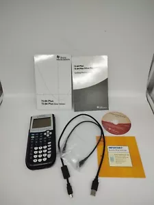 TI-84 Plus Silver Edition Graphing Calculator w/ Cover, Manual, 2 Cords, CD  - Picture 1 of 12
