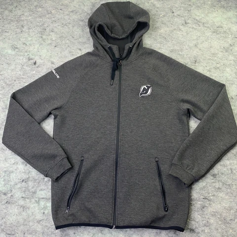 New Jersey Devils Mens Hoodie Small Gray Full Zip Sweatshirt NHL Embroidered Cover