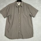 The North Face Shirt Mens XXL Brown Plaid Short Sleeve Vented Hiking Outdoor