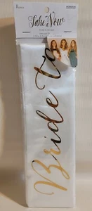 Take a Vow "Bride to Be Sash" White with Gold Lettering (3.5 ft. x 3.5 in.) New - Picture 1 of 2