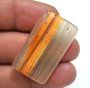 Natural Orange Banded Agate Rectangle Cabochon 63 Crt Loose Gemstone For Jewelry - Picture 1 of 6