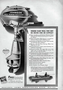 1941 Johnson Sea-Horse Streamliner Outboard Motor Anuncio original - Imagen 1 de 1