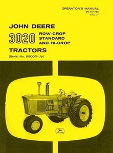 Manual de operadores de tractor alto estándar John Deere 3020 filas recortado SN 68000-122999 JD - Imagen 1 de 1
