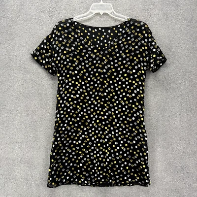 Broadway & Broome Dress Women Medium Black gold silver Dots Lined thin - Image 1 of 4