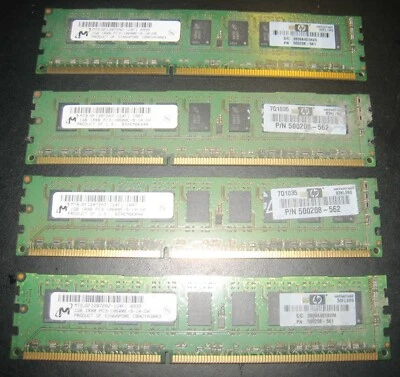 4x-1GB DDR3 10600E 1RX8 Used For Notebook Made in Singapore - Image 1 of 4