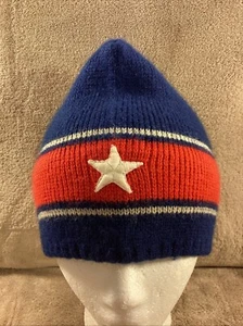 Ski Cap Rare Vtg Stadium Import Red White & Blue Striped Wool  Beanie Austria - Picture 1 of 6