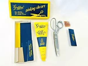 Vintage Griffon Pinking Shears Ball Bearing Chrome Plate Model A Size 8 w/ Box - Picture 1 of 10